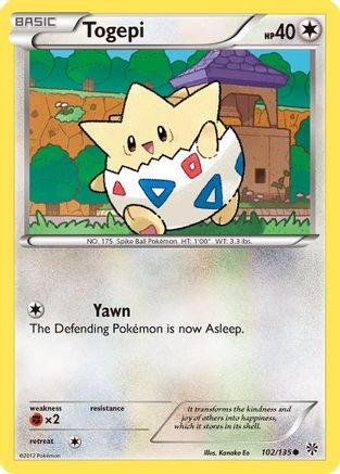 Togepi 102  - Reverse Holofoil Plasma Storm - Common