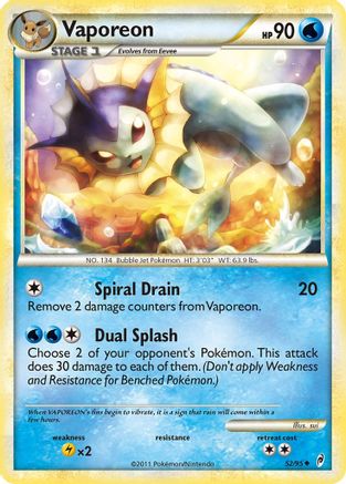 Vaporeon 052  - Reverse Holofoil Call of Legends - Uncommon