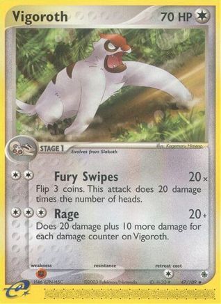 Vigoroth  - Reverse Holofoil Ruby and Sapphire - Uncommon