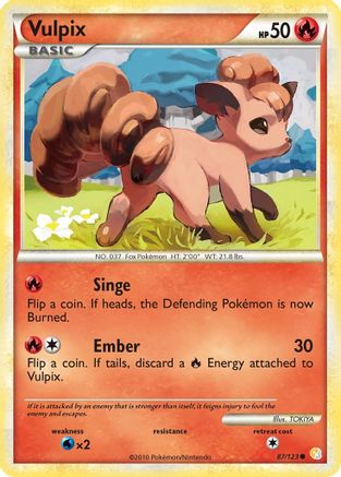 Vulpix 087  - Reverse Holofoil HeartGold SoulSilver - Common