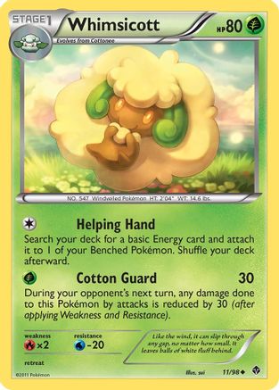 Whimsicott (11)  - Reverse Holofoil Emerging Powers - Uncommon