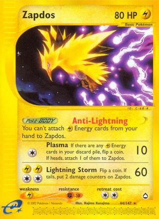 Zapdos  - Reverse Holofoil Aquapolis - Rare