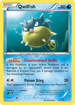 Qwilfish 021  XY  Flashfire - Rare