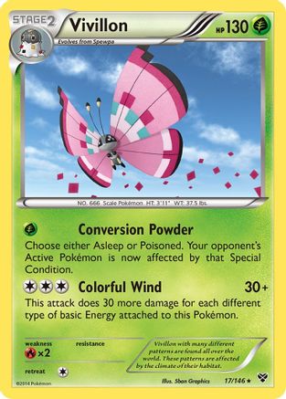 Vivillon (Meadow [Pink])  - Reverse Holofoil XY Base Set - Holo Rare