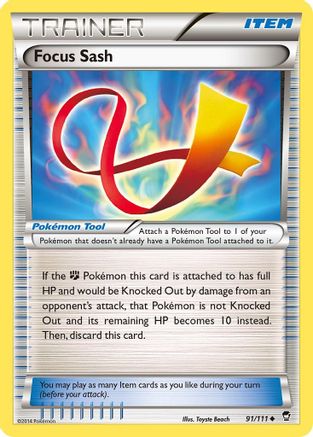 Focus Sash 091  XY  Furious Fists - Uncommon