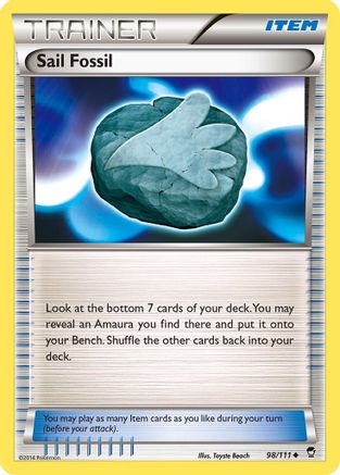 Sail Fossil 098/111  - Reverse Holofoil XY  Furious Fists - Uncommon
