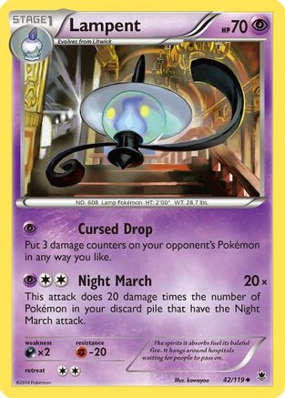 Lampent 042  - Reverse Holofoil XY  Phantom Forces - Uncommon