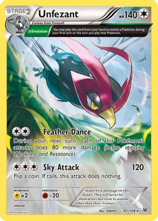 Unfezant (81 Delta) (81 Delta) 081  - Reverse Holofoil XY  Roaring Skies - Rare