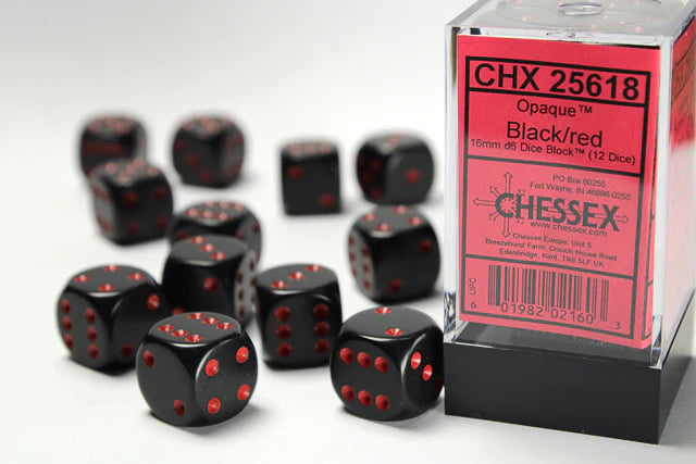 Chessex: Opaque Black/Red 12d6