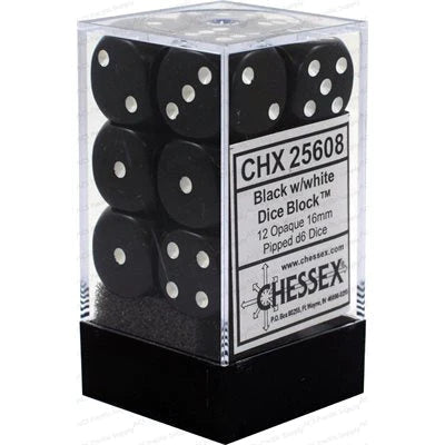 Chessex: Opaque Black/White 12d6