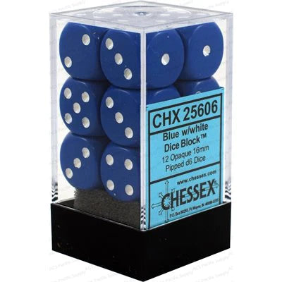 Chessex: Opaque Blue/White 12d6