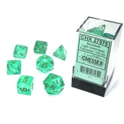 Chessex: Borealis Polyhedral Light-Green/Gold