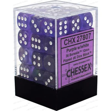 Chessex: Borealis 36d6 12mm Purple/White