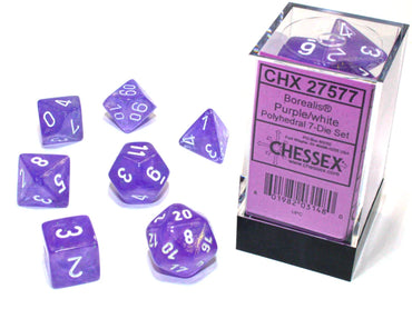 Chessex: Borealis Purple/white 7 dice set