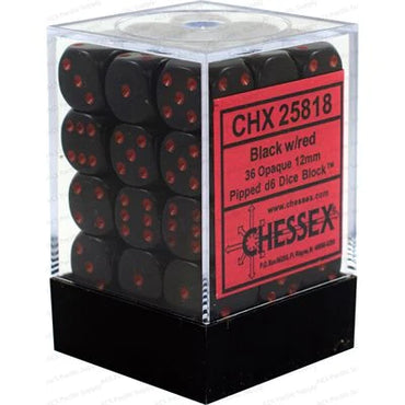 Chessex: Opaque 36d6 12mm Black/Red
