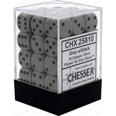 Chessex: Opaque 36d6 12mm grey/black