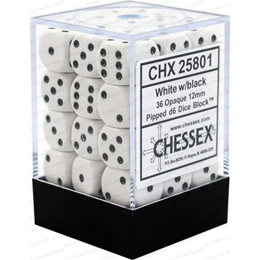 Chessex: Opaque 36d6 12mm white/black