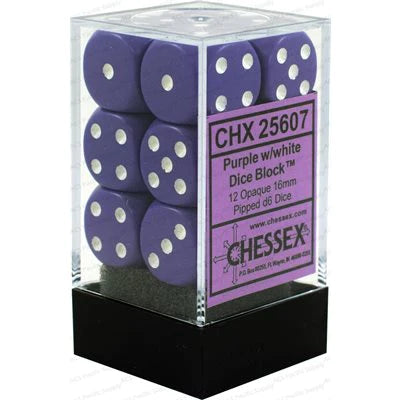 Chessex: Opaque Purple/White 12d6