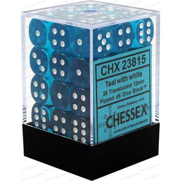 Chessex: Translucent 36d6 12mm Teal/White