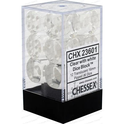 Chessex: Translucent Clear white 16mm 12d6