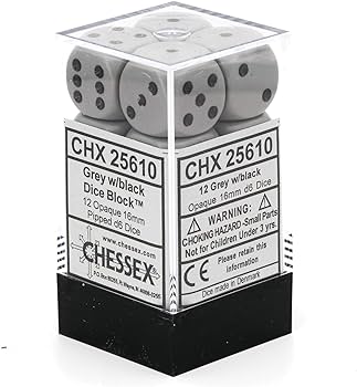 Chessex: Opaque Dark Grey/Black 12d6