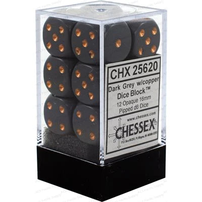 Chessex: Opaque Dark Grey/Copper 12d6