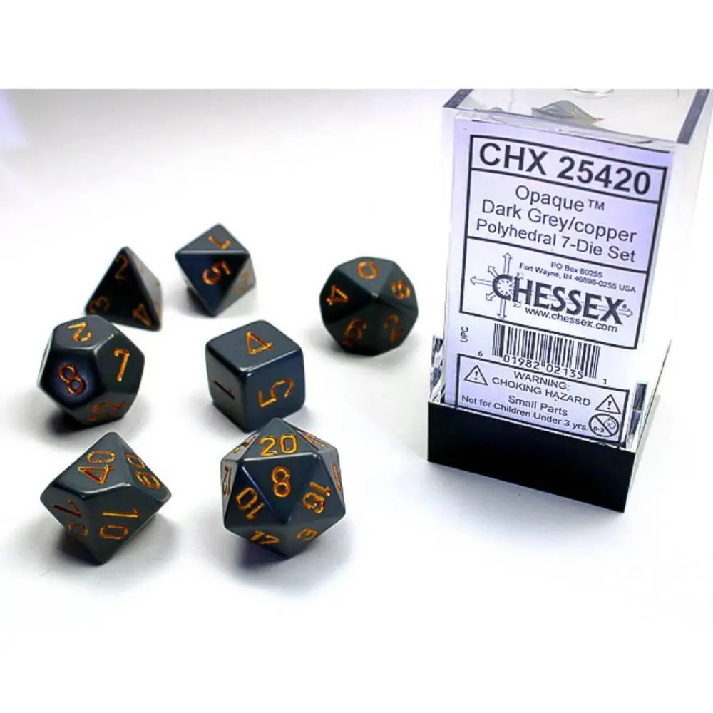 Chessex: Opaque Polyhedral Dark Grey/Cooper