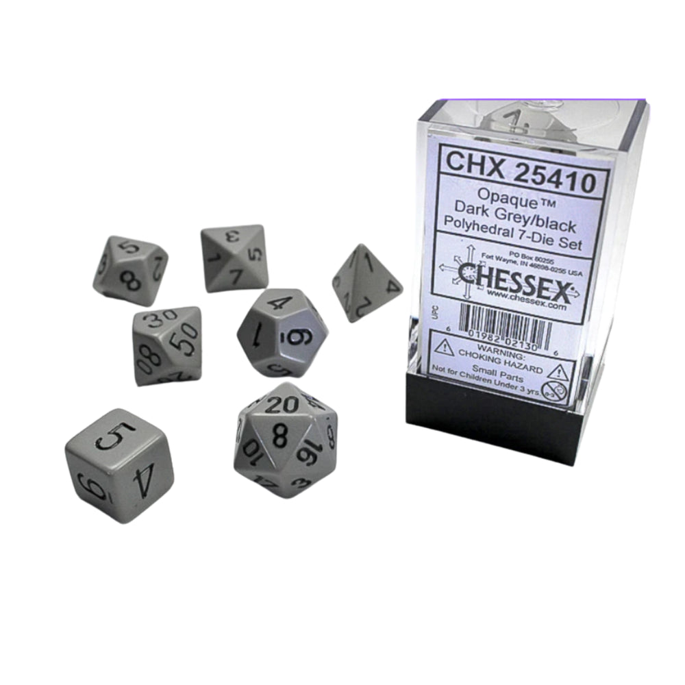 Chessex: Opaque Polyhedral Dark Grey/Black