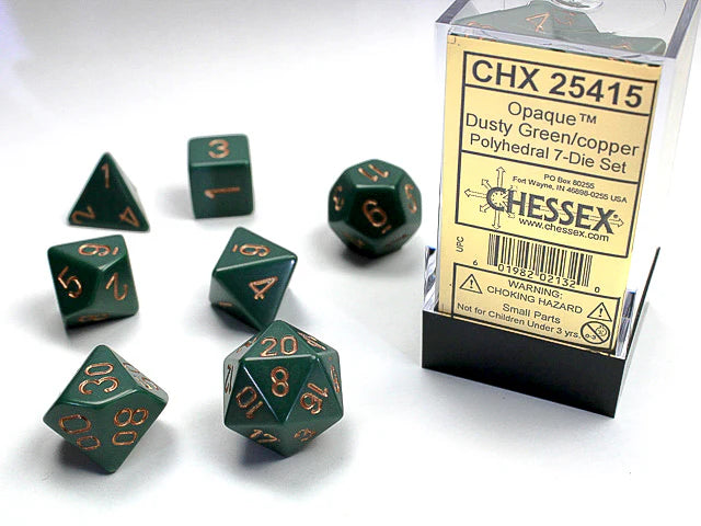 Chessex: Opaque Polyhedral Dusty Green/Copper