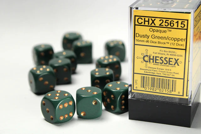 Chessex: Opaque Dusty Green/Copper 12d6