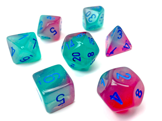 Chessex: Gemini Polyhedral Gel Green-Pink/Blue