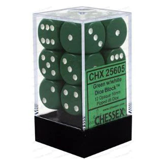 Chessex: Opaque Green/White 12d6