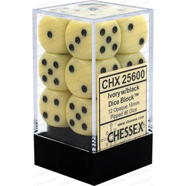 Chessex: Opaque Ivory/Black 12d6