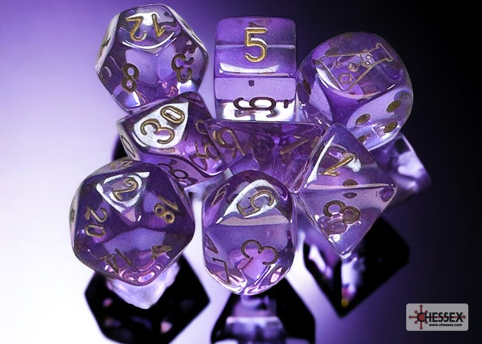 Chessex Lab Dice: Translucent Lavender/Gold