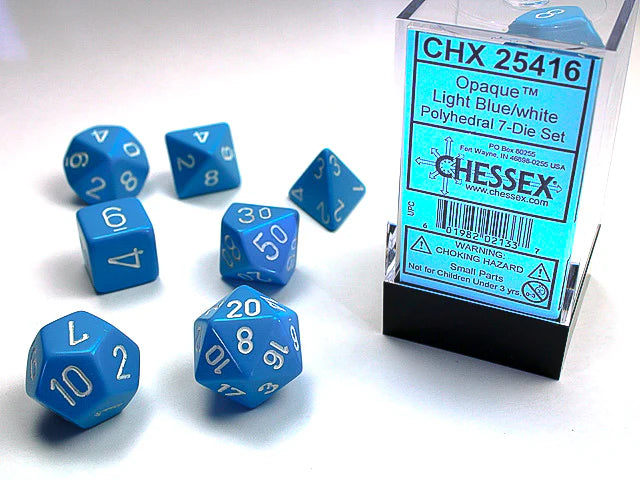 Chessex: Opaque Polyhedral Light Blue/White