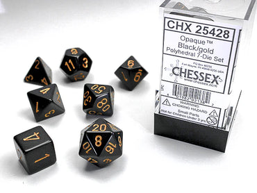 Chessex: Opaque Polyhedral Black-Gold