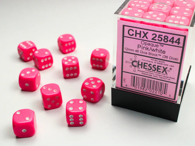 Chessex: Opaque Pink/White 36d6