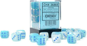 Chessex: Gemini 36d6 12mm Pearl Turquoise White/Blue
