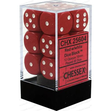 Chessex: Opaque Red/White 12d6