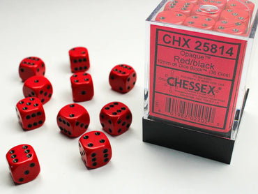 Chessex: Opaque 36d6 12mm Red/Black
