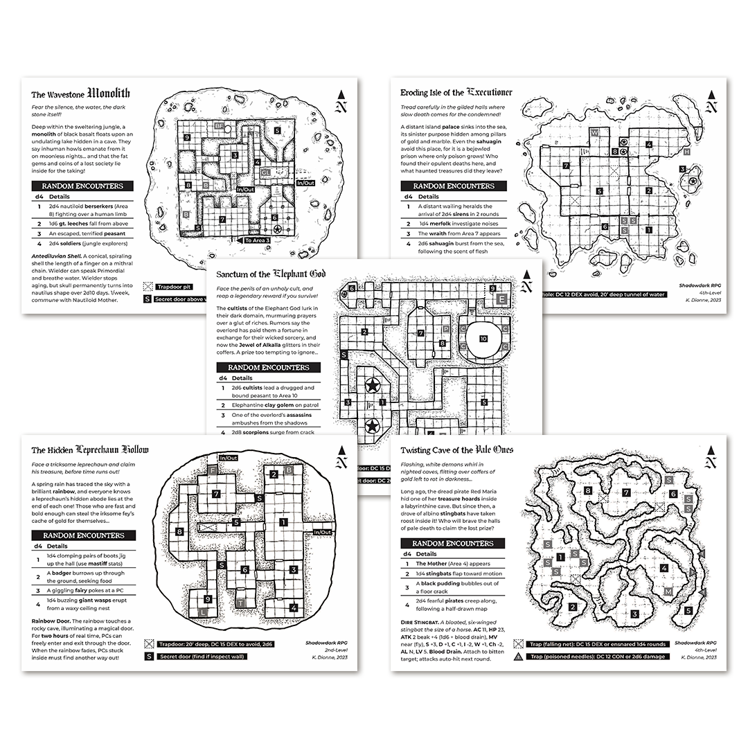 Shadowdark: Five Mini-Adventure Cards