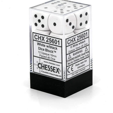 Chessex: Opaque White/Black 12d6