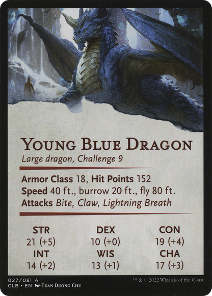Young Blue Dragon // Young Blue Dragon (ACLB-027) - Battle for Baldur's Gate Art Series (Borderless) Foil
