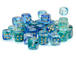 Chessex: Nebula 36d6 12mm Oceanic/Gold