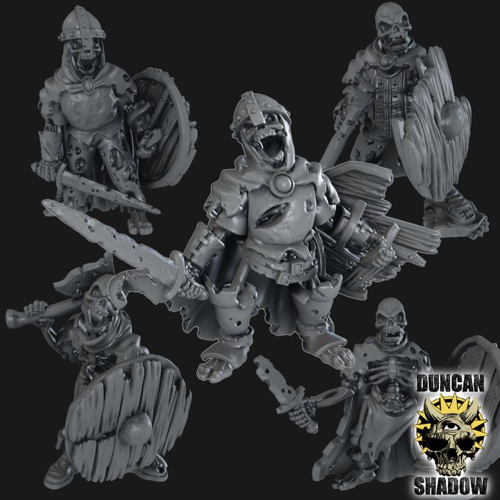 Duncan Shadow - Skeletons armoured with hand weapon and shield 5-pack